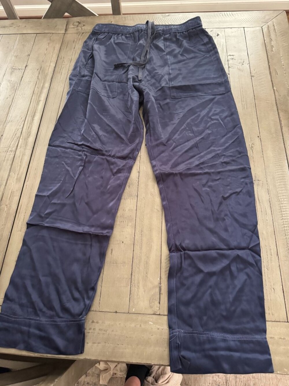 PHARAOH Collection Blue Satin Drawstring Straight Pants Size 2 Medium